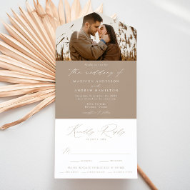 Modern Elegant Taupe Foto Bröllop