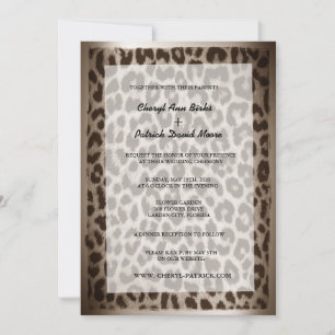 Modern Elegant Taupe Leopard Print Bröllop Inbjudningar