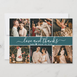 Modern Elegant Teal Grönt Typography Photo Collage Tack Kort