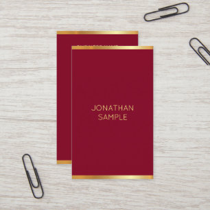 Modern Elegant Template Burgundy Red Guld Oceania Visitkort