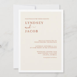 Modern Elegant Terracotta Bröllop Inbjudningar