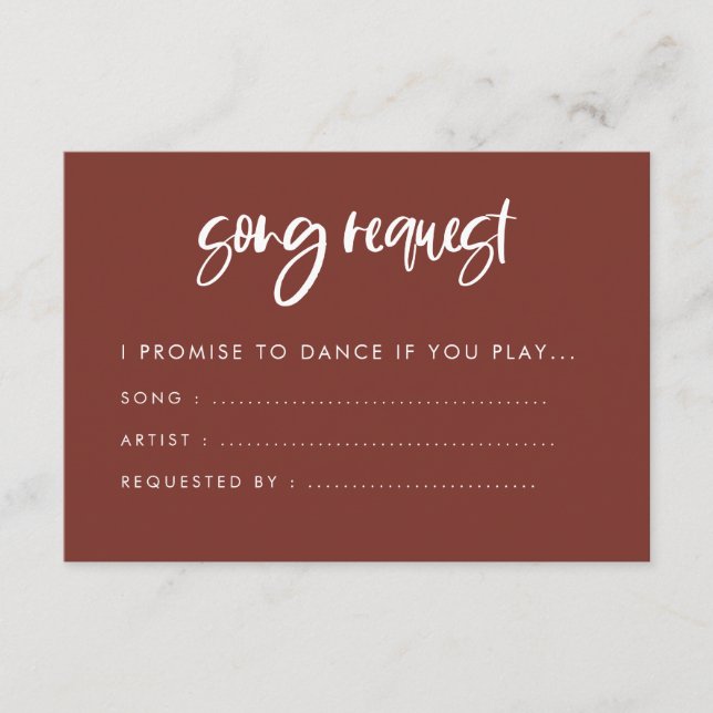 Modern elegant terracotta bröllop Sång begäran Tilläggskort (Framsida)
