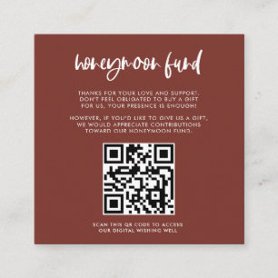 Modern elegant terracotta Honeymoon-fond QR-kod Tilläggskort