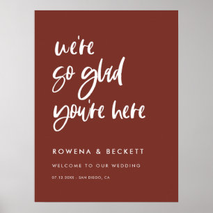 Modern elegant Terracotta Så glad att du är här Poster
