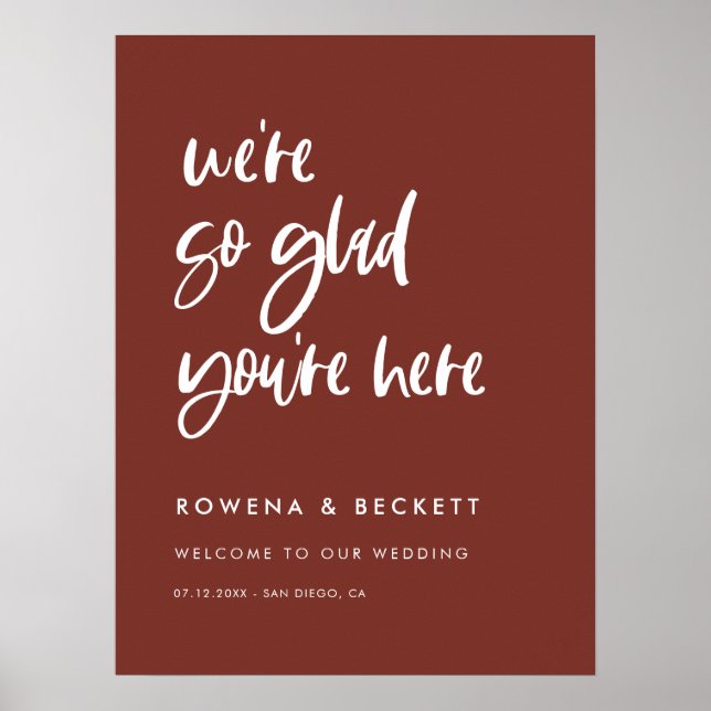 Modern elegant Terracotta Så glad att du är här Poster (Framsidan)
