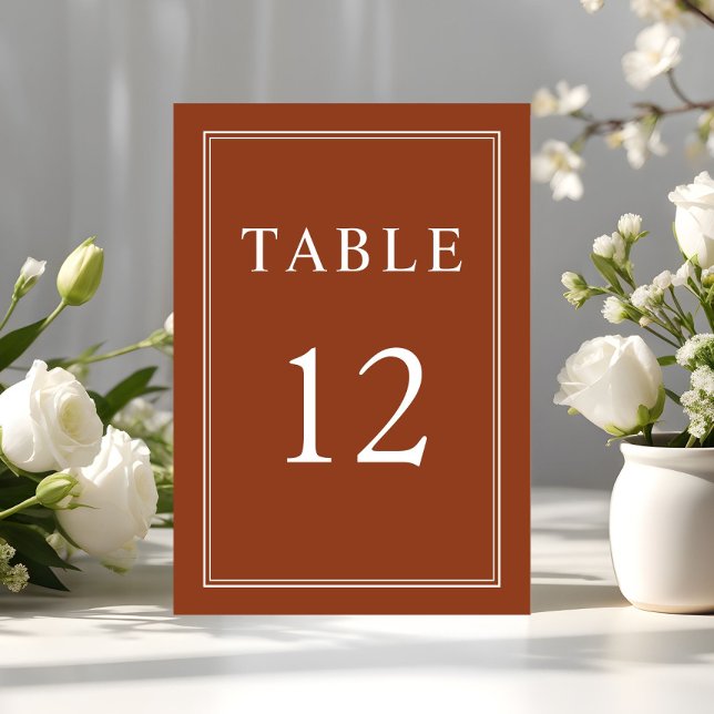 Modern Elegant Terrakotta Bröllop Bordsnummer (Modern Elegant Terracotta Wedding Table Number)
