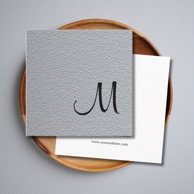Modern Elegant Textur Grå Monogram Konsult Fyrkantigt Visitkort (Skapare uppladdad)