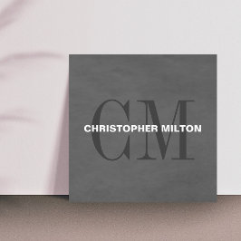 Modern Elegant Textur Grå Monogram Konsult Fyrkantigt Visitkort