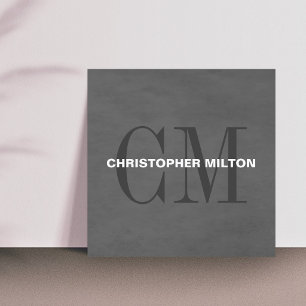 Modern Elegant Textur Grå Monogram Konsult Fyrkantigt Visitkort