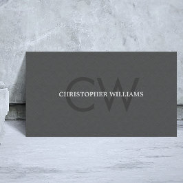 Modern Elegant Textur Grå Monogram Konsult Visitkort
