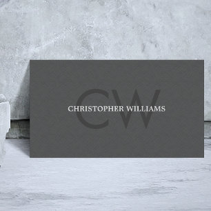 Modern Elegant Textur Grå Monogram Konsult Visitkort