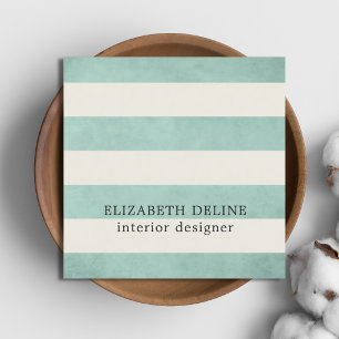 Modern Elegant Textur Grön Inredningsdesigner Fyrkantigt Visitkort