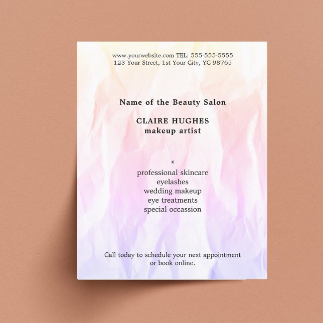 Modern Elegant Textur Ljus Rosa Sminkartist Flygblad (Skapare uppladdad)