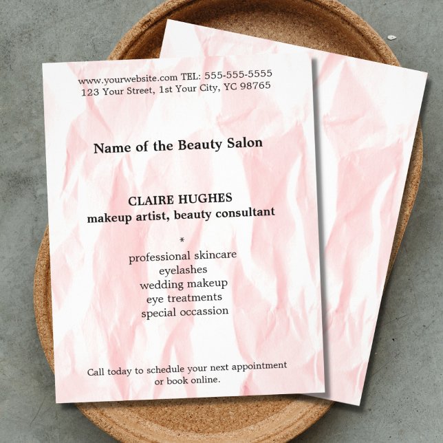 Modern Elegant Textur Ljus Rosa Sminkartist Flygblad (Skapare uppladdad)