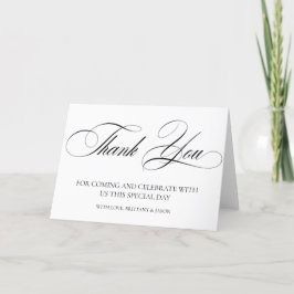 Modern elegant Thank you card black and white Tack Kort