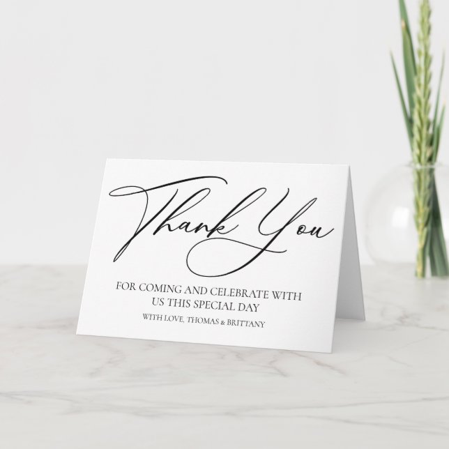Modern elegant Thank you card black and white Tack Kort (Framsida)