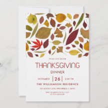 Modern Elegant Thanksgiving Middag Höstlöv