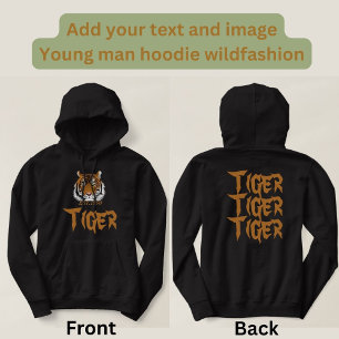 Modern Elegant tiger print for him black Hoodie