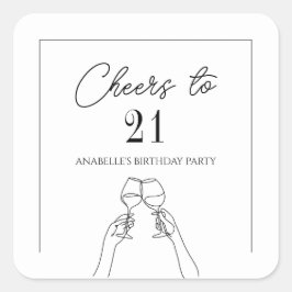 Modern elegant till 21 år fyrkantigt klistermärke