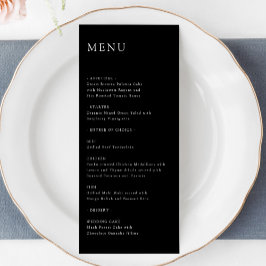 Modern Elegant Timless Minimum Bröllop Menu Black Meny