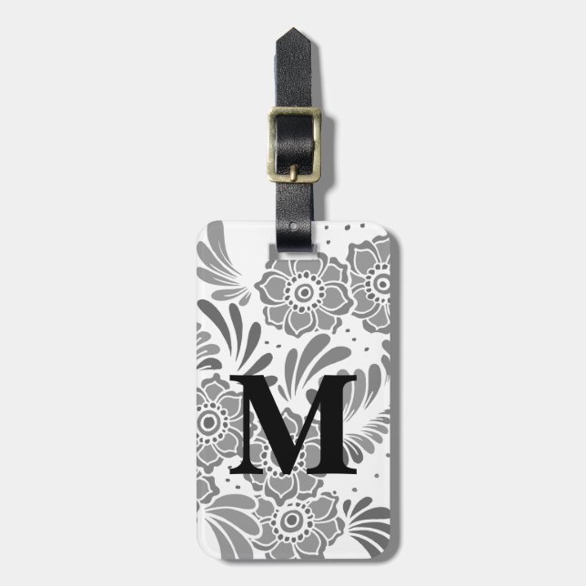 Modern Elegant Travel Girly Snyggt Chic Monogram Bagagebricka (Vertikal Framsida)