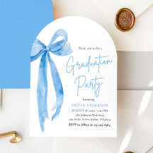 Modern Elegant Trendig Blue Bow Studenten Arched