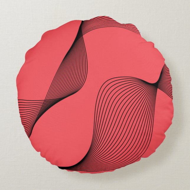 Modern, elegant, trendig, enkel vågig illustration rund kudde (Baksidan)