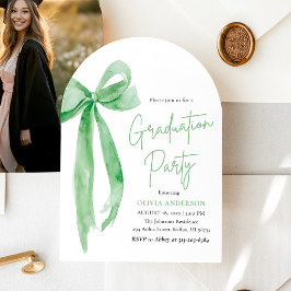 Modern Elegant Trendig Grönt Bow Studenten Arched Inbjudningar