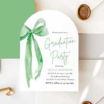 Modern Elegant Trendig Grönt Bow Studenten Arched