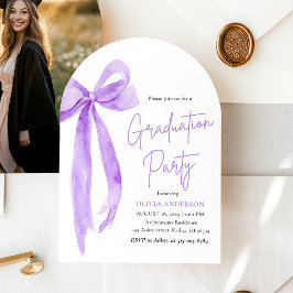 Modern Elegant Trendig Lila Bow Studenten Arched Inbjudningar