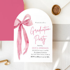 Modern Elegant Trendig Rosa Bow Studenten Arched Inbjudningar