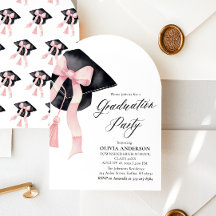 Modern Elegant Trendig Rosa Bow Studenten Arched