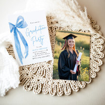 Modern Elegant Trendig Snyggt Blue Bow Studenten