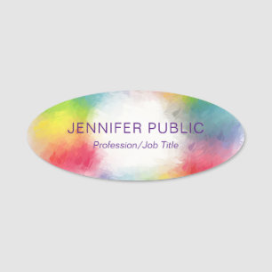 Modern Elegant Trendig Template Rainbow Färg Namnbricka