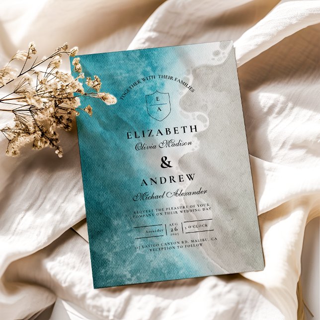 Modern Elegant Tropical Beach Wedding Inbjudningar (Skapare uppladdad)