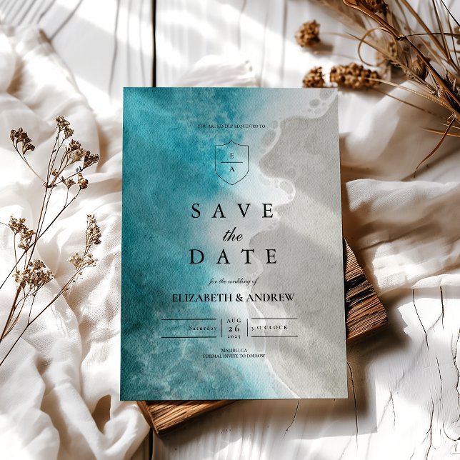 Modern Elegant Tropical Beach Wedding Spara Datumet (Skapare uppladdad)