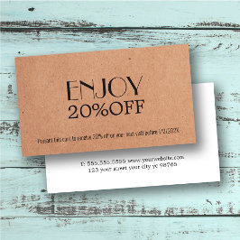Modern Elegant tryckt Kraft Coupon Beauty Rabattkort