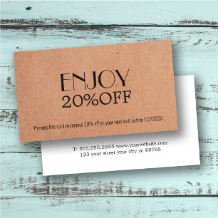 Modern Elegant tryckt Kraft Coupon Beauty Rabattkort