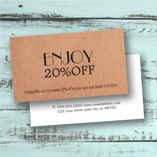 Modern Elegant tryckt Kraft Coupon Beauty Rabattkort (Skapare uppladdad)