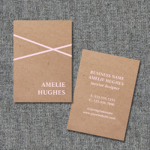 Modern Elegant Tryckt Kraftpapper Ros Linjer Visitkort