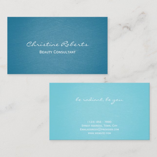 Modern Elegant Turcos Teal Beauty Therapist Visitkort (Fram/baksida)