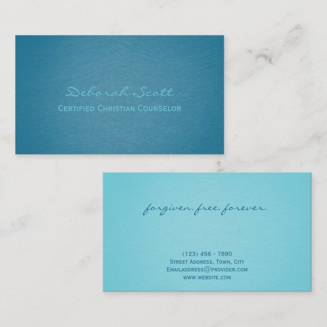 Modern Elegant Turcos Teal Christian Counselor Visitkort (Fram/baksida)