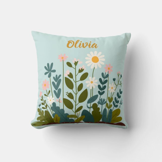 Modern Elegant Tusenskönor Blommig Personlig Kudde (Framsida)