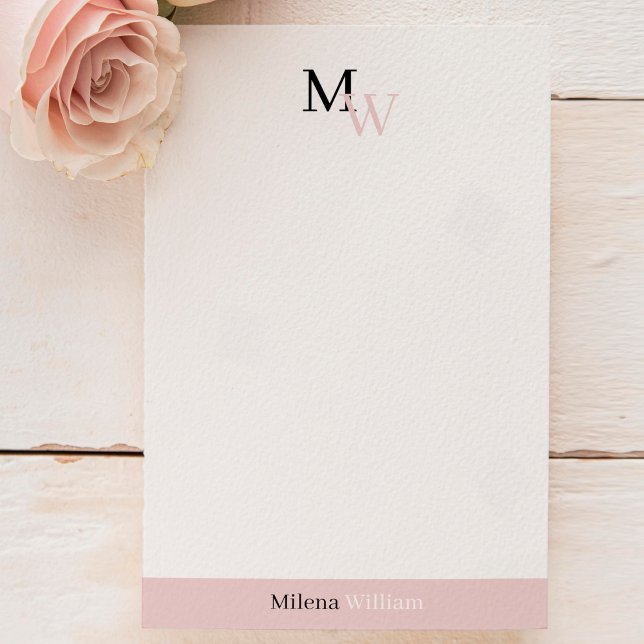 Modern Elegant Tvåtons Monogram Brevpapper (Skapare uppladdad)