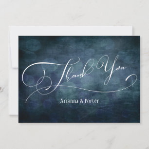 Modern Elegant Type & Ljus Blue Grönt Teal Bokeh Tack Kort