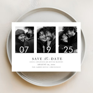 Modern Elegant Typografi 4 Foto Spara datum Inbjudningar