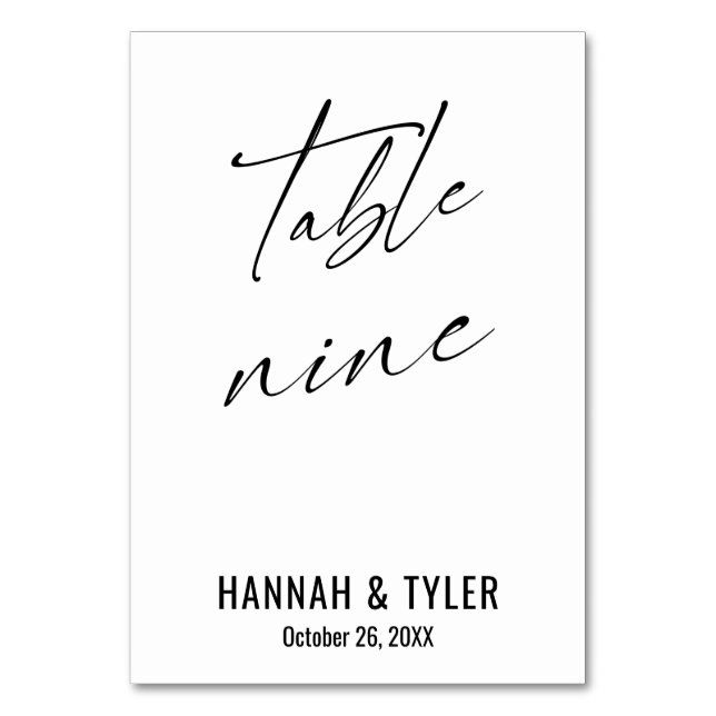 Modern elegant typografi Bord nio Bordsnummer (Framsidan)