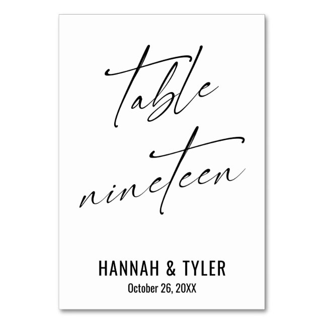 Modern Elegant Typografi Bord Nitton Bordsnummer (Framsidan)