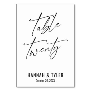 Modern elegant typografi Bord Tjugo Bordsnummer