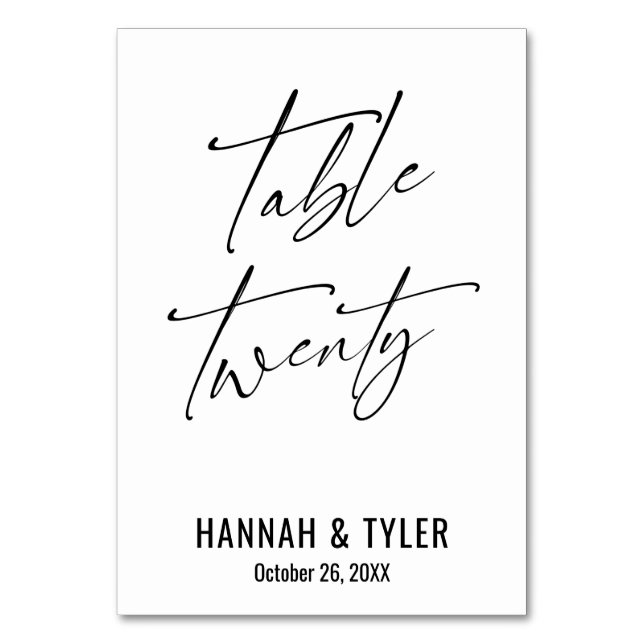 Modern elegant typografi Bord Tjugo Bordsnummer (Framsidan)